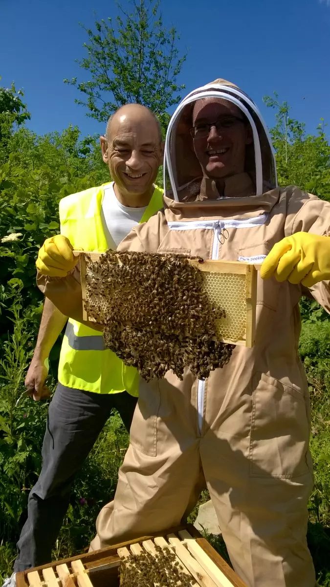 Ian and beekeeper Paul